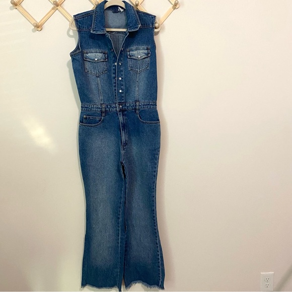 Zana Di Vintage Denim Flare Leg Jumpsuit size 9/10